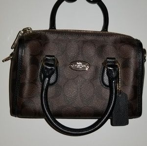Coach Bennett Mini Satchel Brown Canvas Cross Body